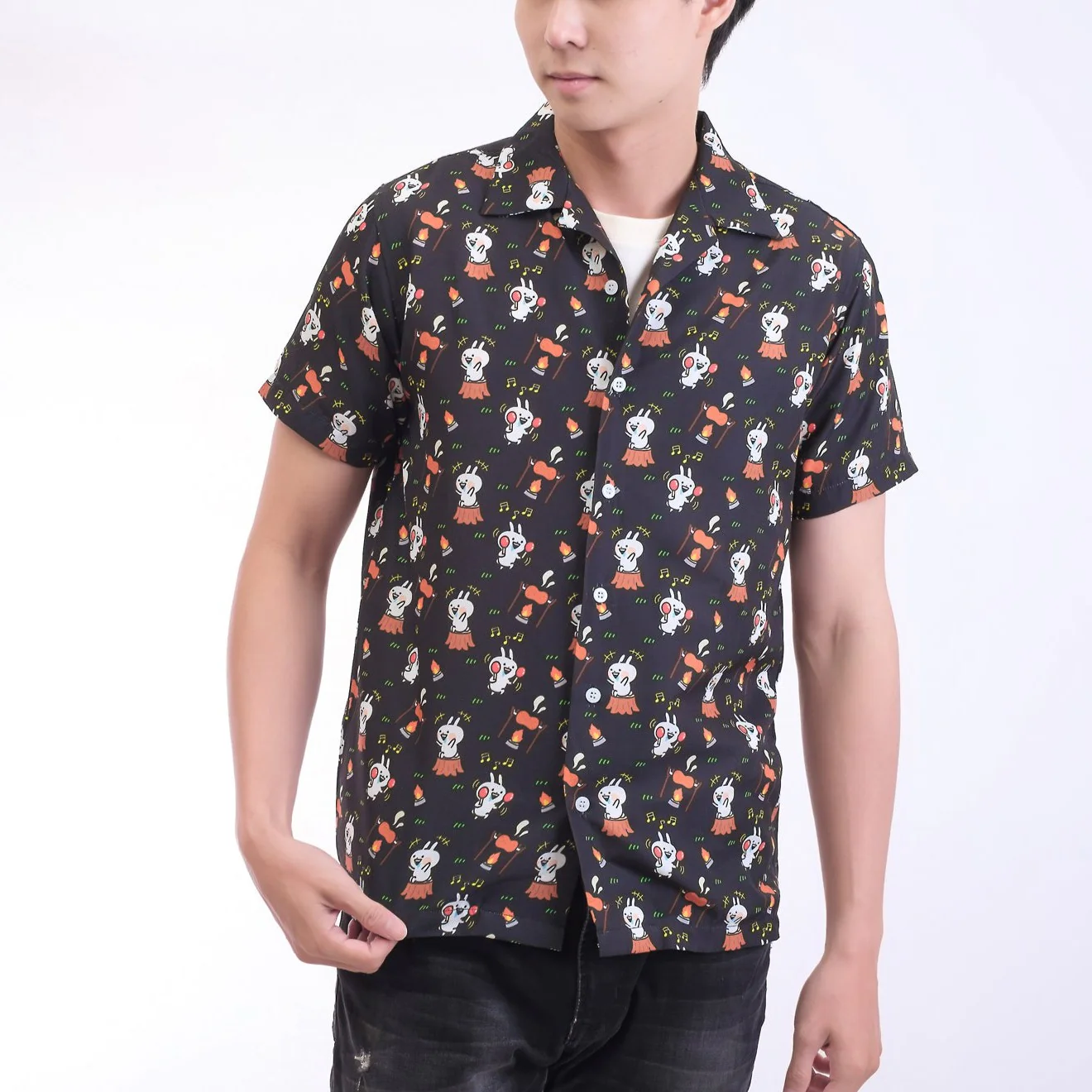 Shirt Hawaii Usagyuuun Camping Black - Image 3