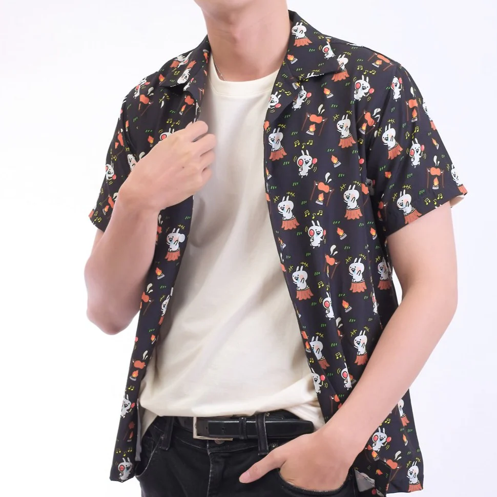Shirt Hawaii Usagyuuun Camping Black - Image 4