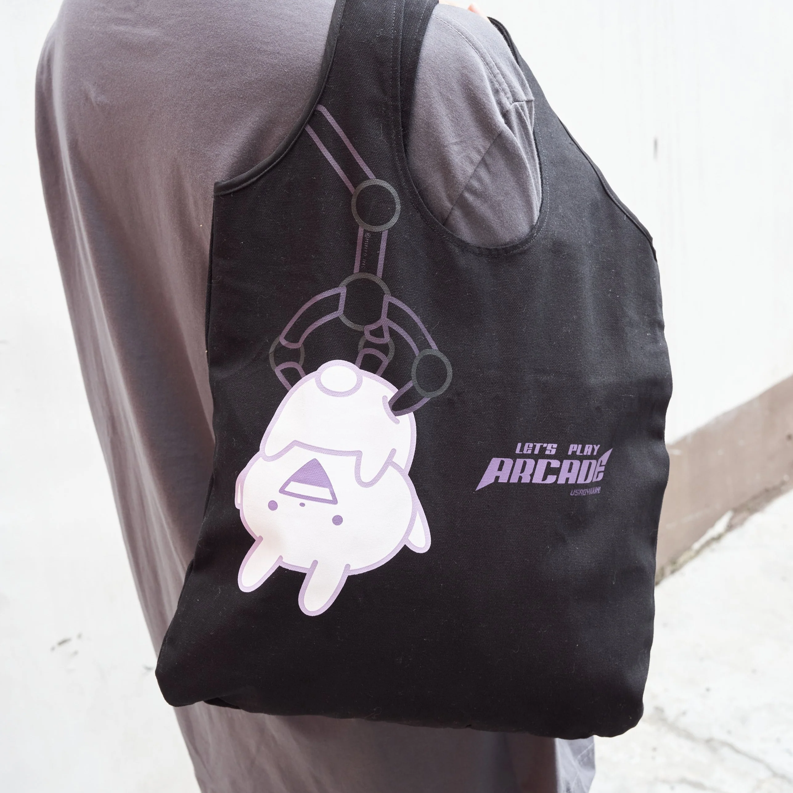 Usagyuuun "Let's Play" Black Tote Bag [Cotton Canvas] - Image 3
